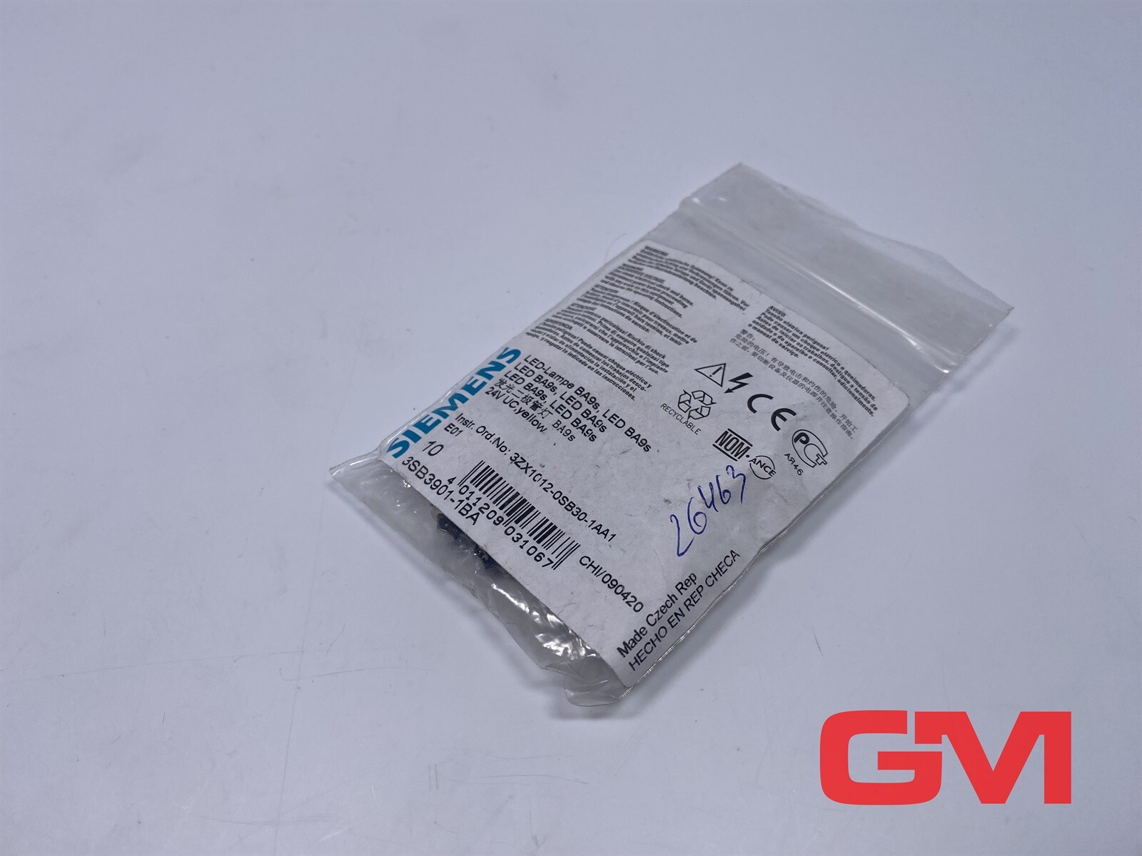 VE 8X Siemens LED Lamp 3SB3901-1BA Super Bright AC/DC 24 V BA 9S Yellow Base