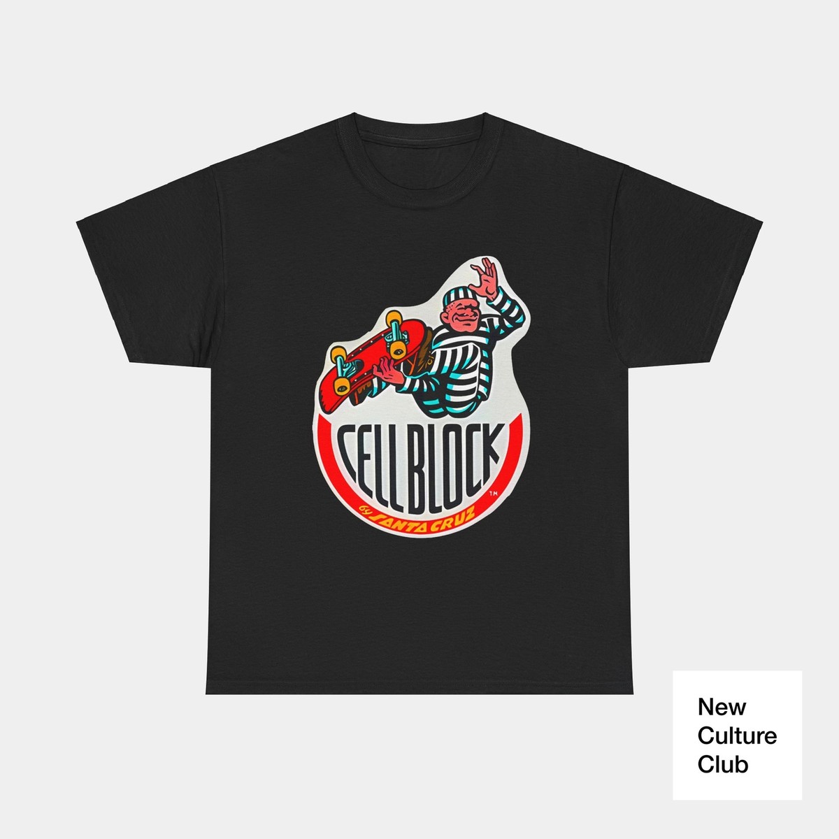 Cellblock Skateboard T-Shirt Santa Cruz CA Retro Vintage