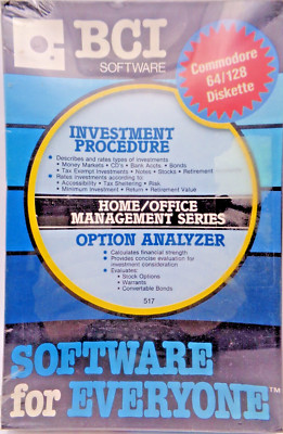 COMMODORE 64/128 -- INVESTMENT PROCEDURE & OPTION ANALYZER (BCI - DISK)