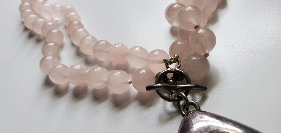 Collar con cuentas de cuarzo rosa y esterlina Simon Sebbag SSD 925 Foto 3 de 4