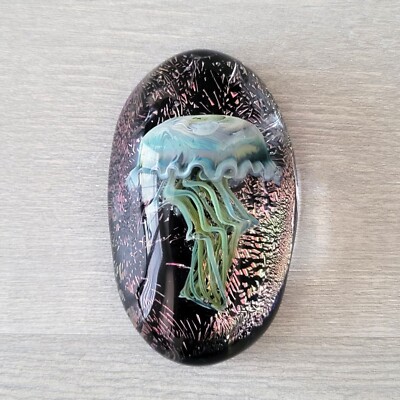 Derek Jones Paperweight Glass w/ Jellyfish Signed 2004 EUC