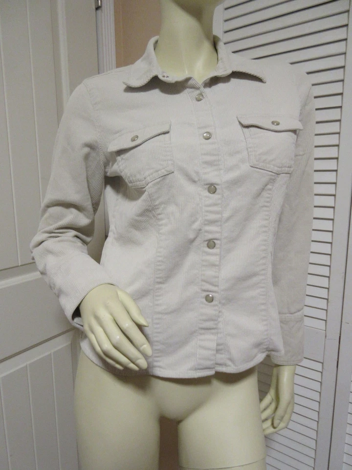 Vintage Y2K Arizona Womens Corduroy Trucker/Jean Jacket Button Up Pockets Ivory - Image 3 of 4