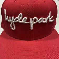 Hyde Park Chicago Neighborhood Red White Embroidered New Era Fitted Cap 7-5/8