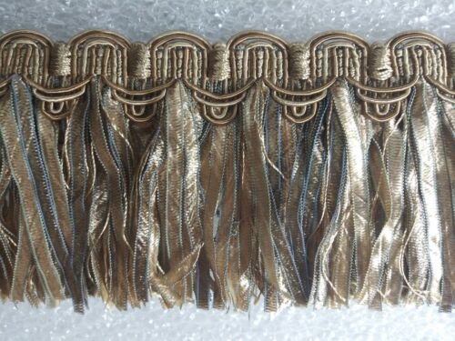 6 yards RIBBON SKIRT FRINGE 3" - TAN/BEIGE - Fabric Upholstery Drapery Trim