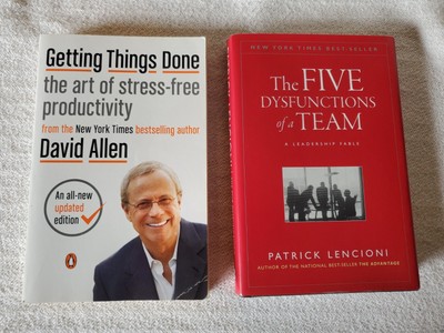 Business Book Lot of 2 Getting Things Done and The Five Dysfunctions Of A Team