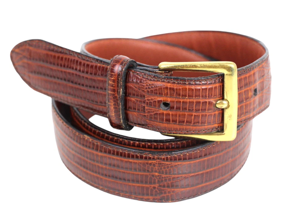 Club Room коричневый из натуральной кожи змея 1 1/8» Wd повседневное платье ремень Sz 34/85 (47 М - Изображение 2 из 4