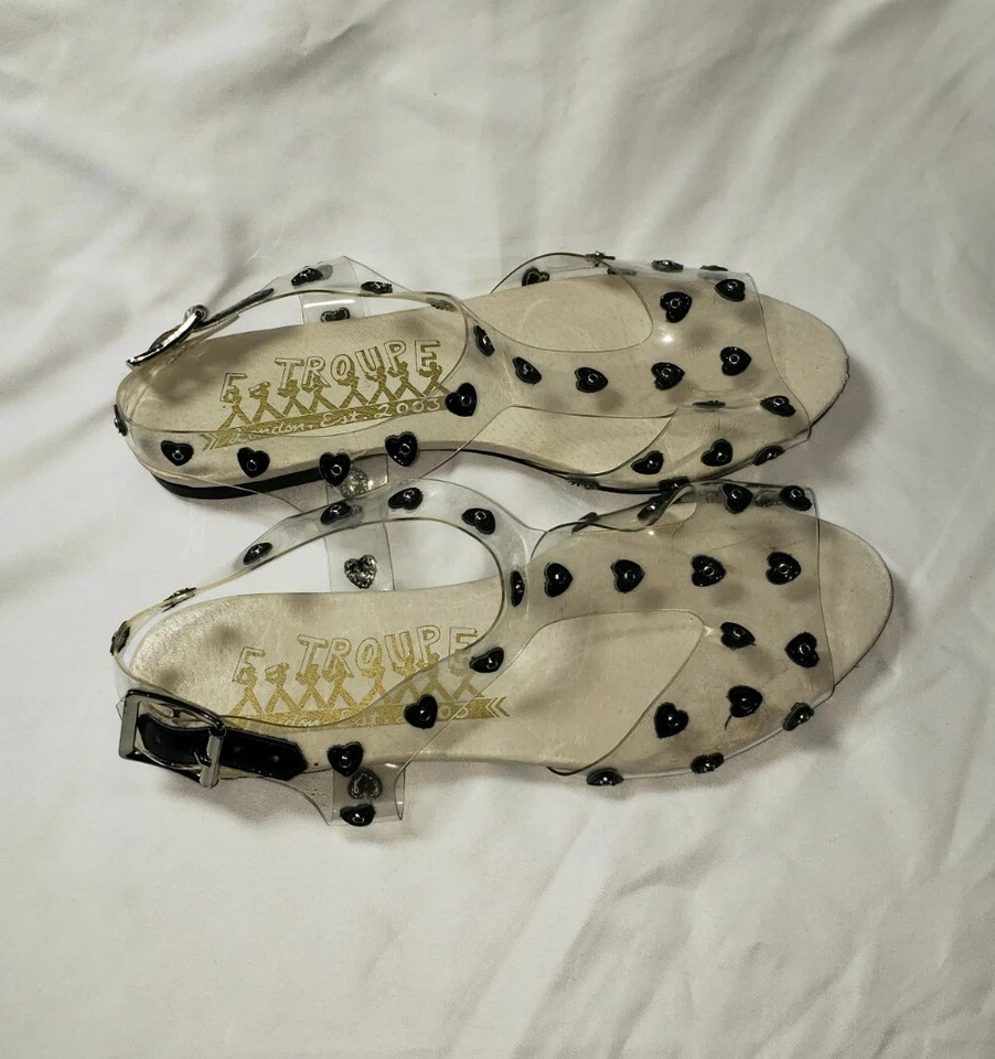 Sandalias F-Troupe para mujer talla 5,5 EUR 36 correa corazón transparente Fairycore Foto 3 de 4