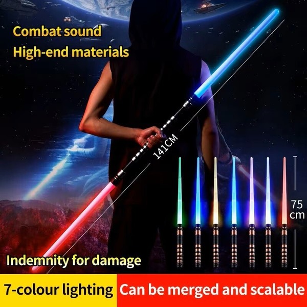 2 Sables luz laser 7 colores diferentes con música (pueden unirse ambos sables)