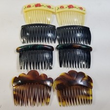 Lot of 8 Vintage Hair Claw Combs USA Goody etc TORTOISE SHELL Roses