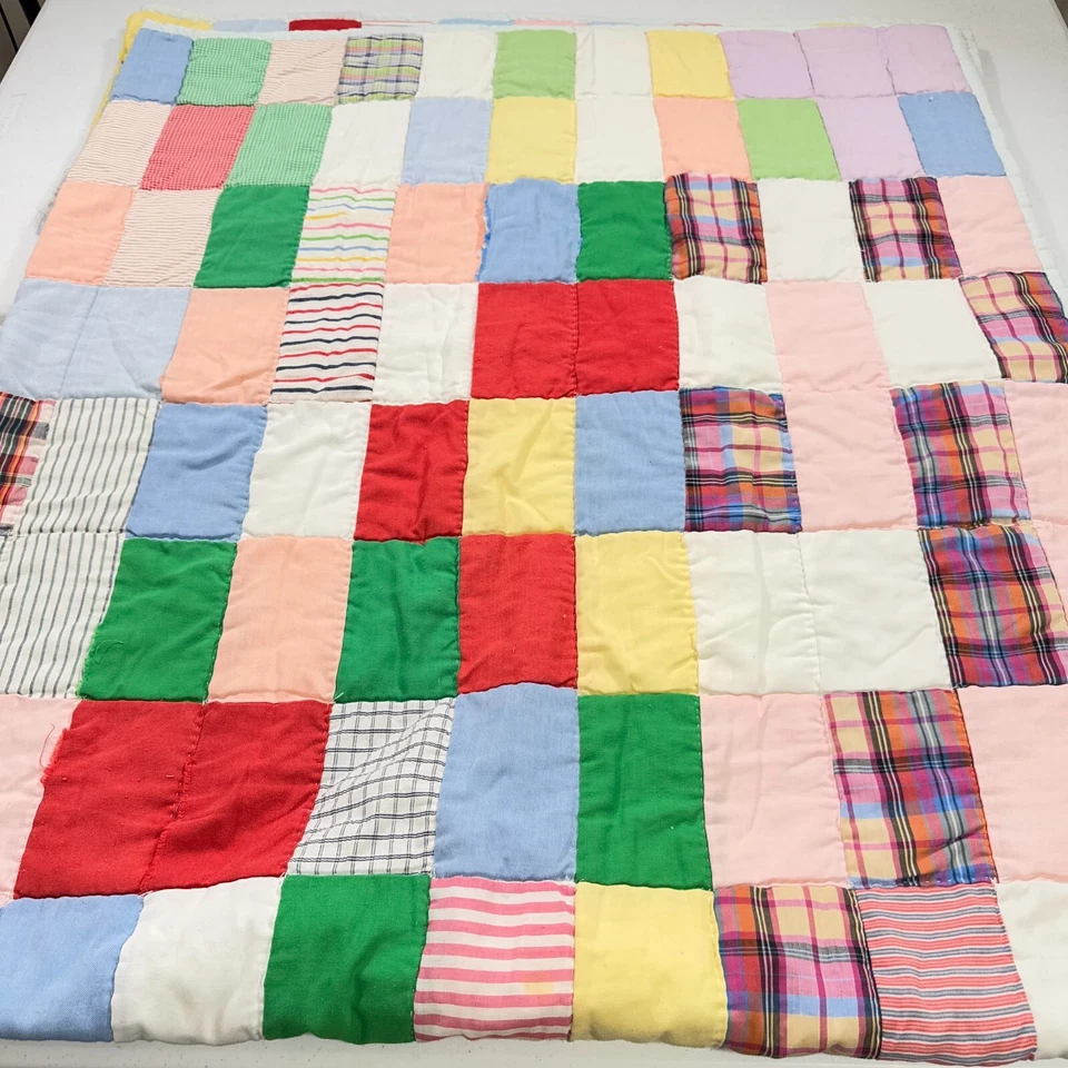 handmade quilt full square patchwork cotton rustic primitive - Image 3 of 4