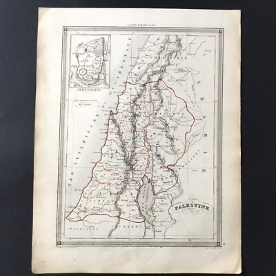 Karte 1840 Palästina Jerusalem Vuillemin Antike Geographie MAP 19thC