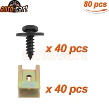 80 Car Body Panel Fender Fastener Kit Hex Bolts U-Nut Clips Screws Fixed For BMW