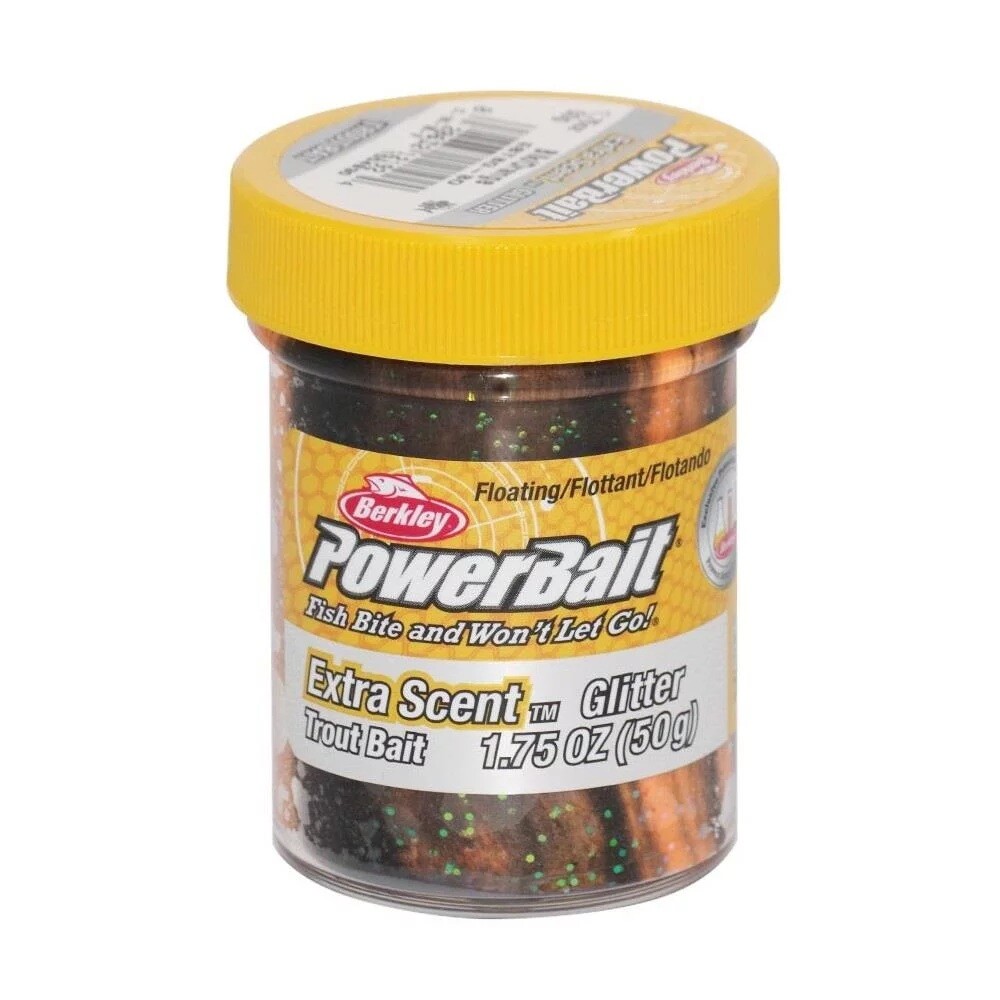 Наживка для форели Berkley PowerBait Select Glitter Черно-оранжевая 50 г для форелевой ловли 1890₽
