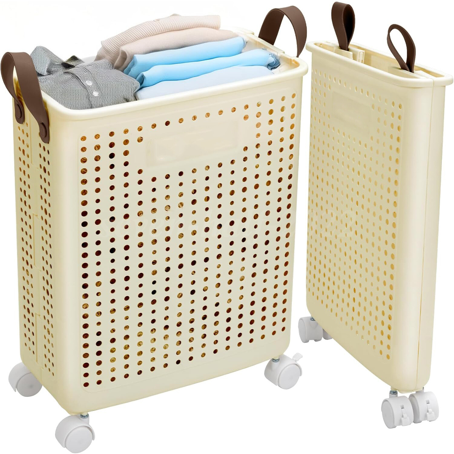 Laundry Hamper with Wheels Laundry Hamper with Handle Collapsible Clothes Basket-image