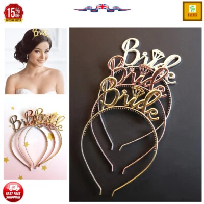 BUDGET BAZAAR BRIDE TO BE BRIDESMAID TIARA Crown Headband Hen Party Wedding Accessory Hair UK
