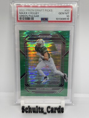 2023 Panini Prizm Draft Picks #/25 GREEN PULSAR COLOR MATCH Maxx Crosby PSA 10