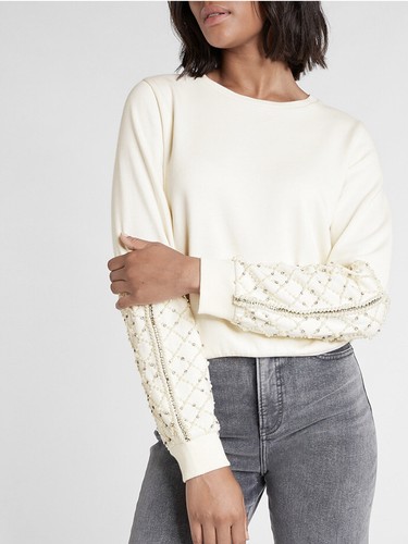 EXPRESS Pearl Embellished Long Sleeve 