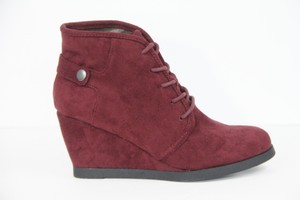maroon wedge booties