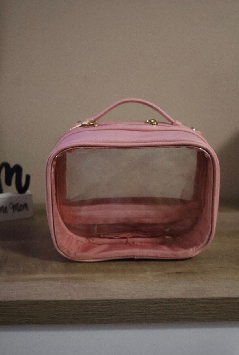 Pink Makeup Bag for Travel & Organizing Cosmetics  -image