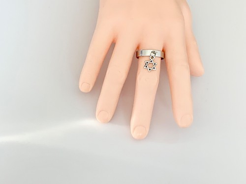 Estrella de David Colgante Dije Anillo Ajustable Punk Joyería Dedo Hip Hop - Imagen 1 de 3