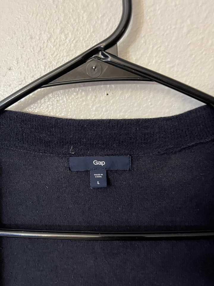 Gap Cardigan Cotton Open Front Knit Short Sleeve Women's Large Navy Blue - Image 3 of 4
