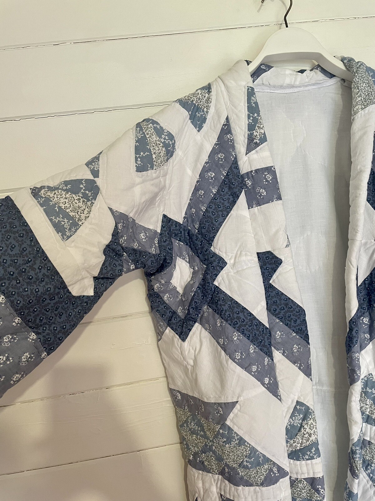 🖤White Blue Handmade Boho Patchwork 3/4 Length C… - image 3