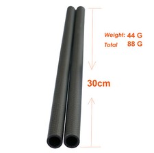  2 Pcs 15mm Carbon Fiber Rods Length 30cm for Camera Rig Rail System