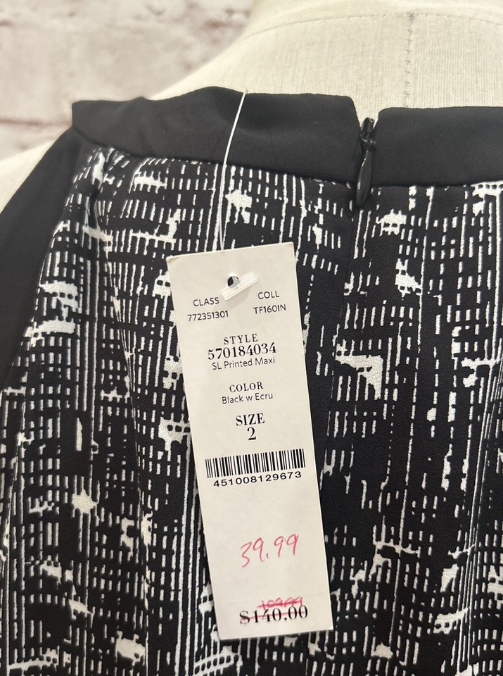 WHBM White House Black Market Womens Black White Sleeveless Maxi Dress