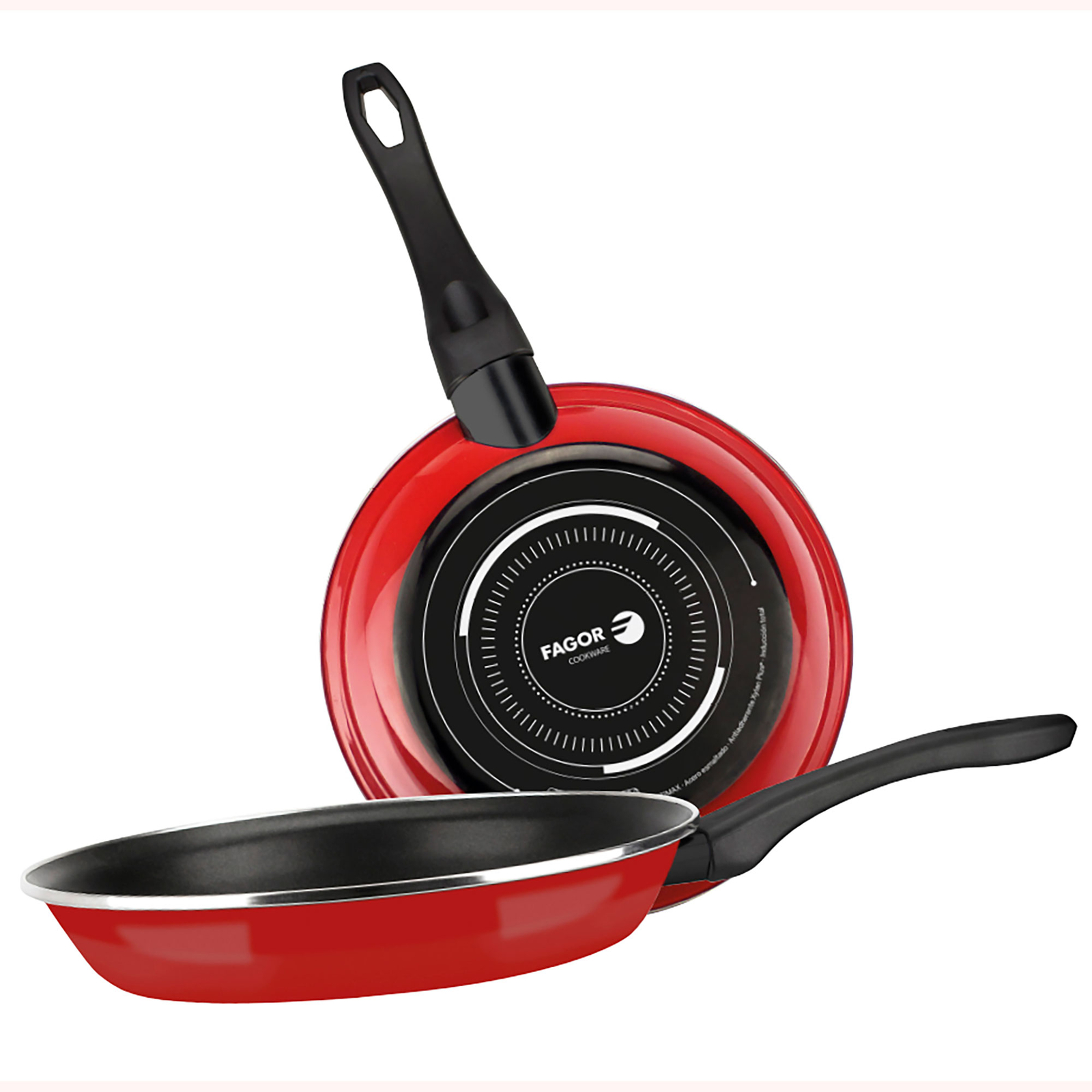 Set 2 Padelle Induzione 20-24 cm Acciaio Smaltato Antiaderente Fagor