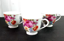 VTG Miniature Tiny Tea Cups Occupied Japan With Floral Pattern Srt of 3