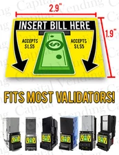 Accepts $1 &$5 Dollar Bill Acceptor Decal Sticker for bill validator  free ship