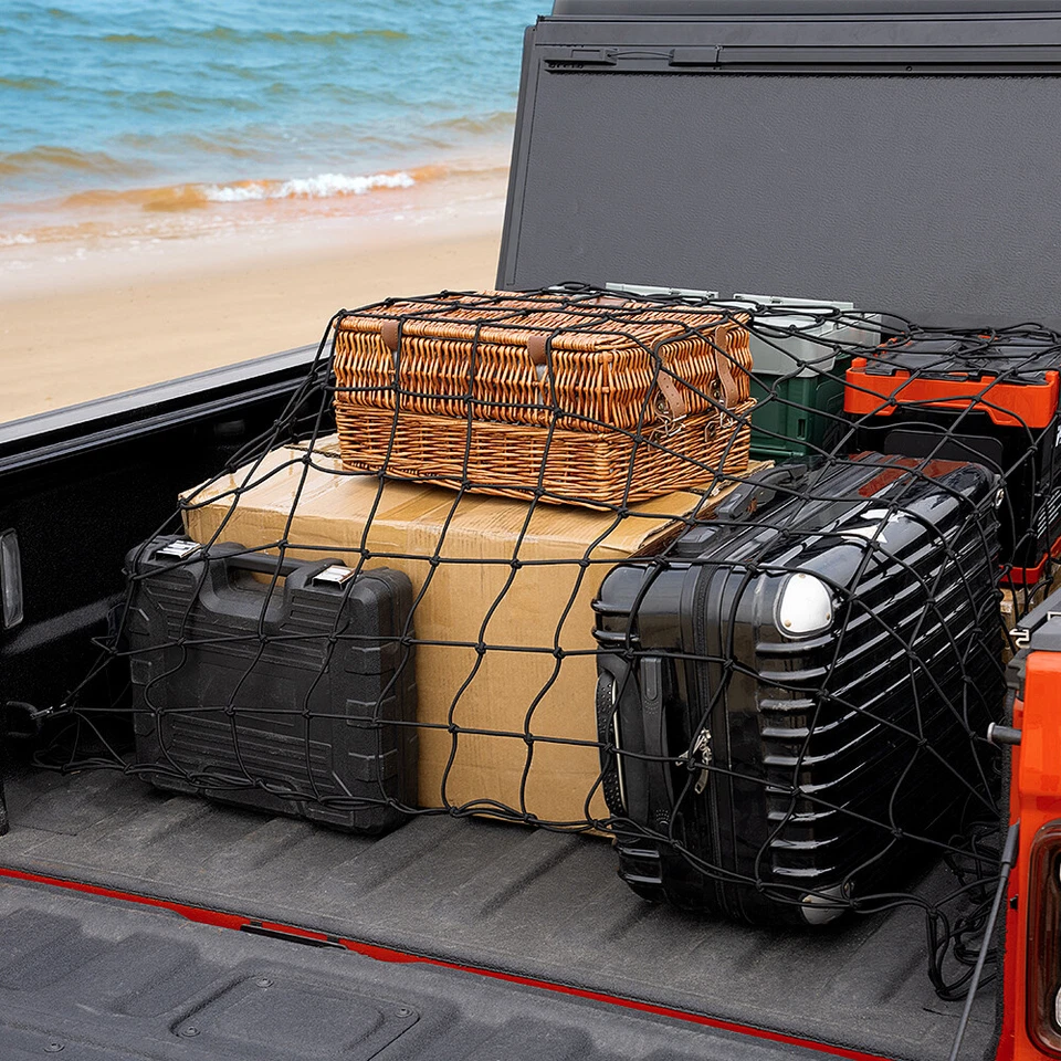 Rede elástica de carga para GMC Sierra 1500 2500 4'x6' se estende até 8'x12' cama de caminhão - Imagem 3 de 4