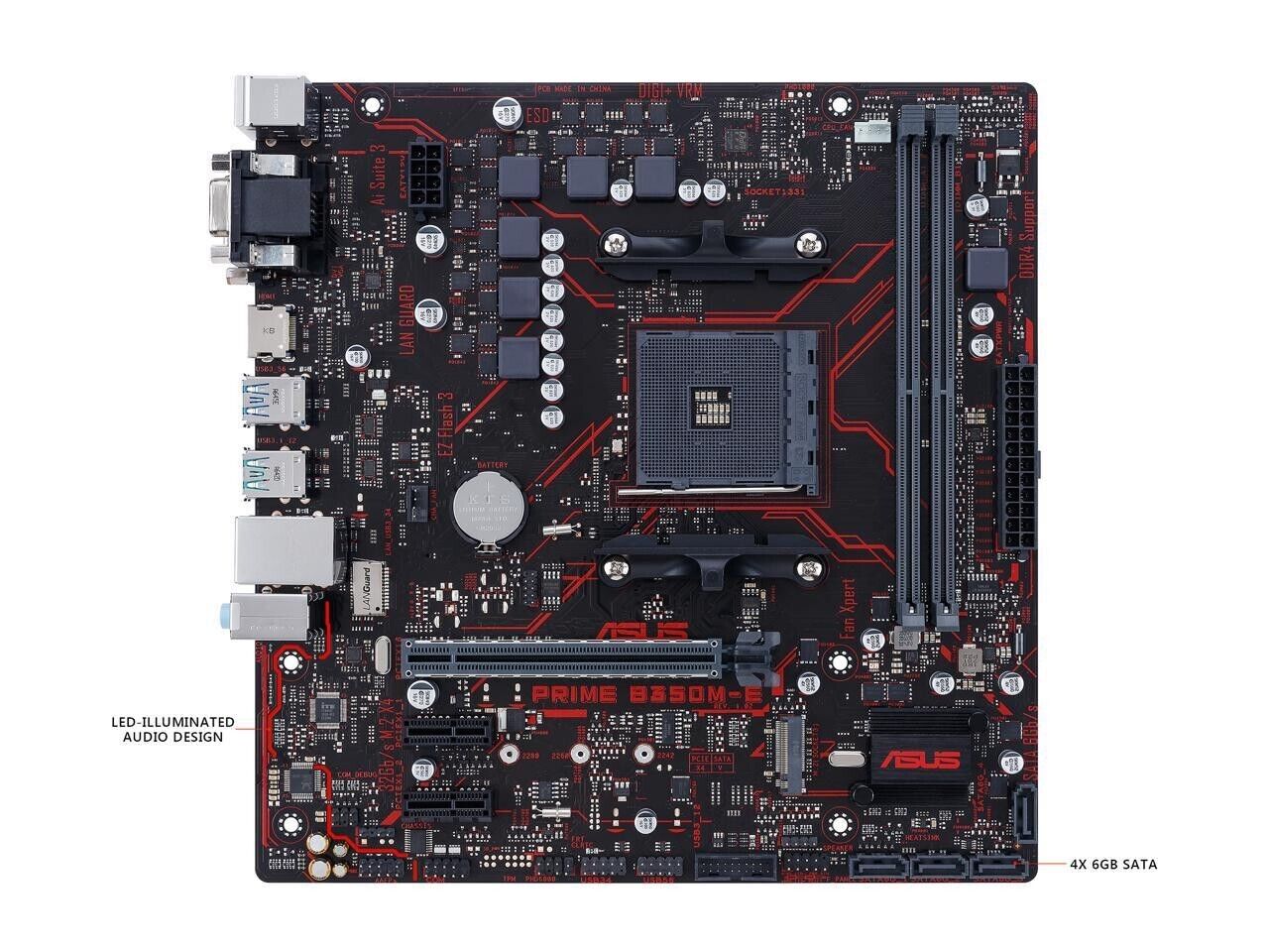 Asus Prime B350M-E Desktop Motherboard - AMD Chipset - Socket AM4 - Micro  ATX - 1 x Processor Support - 32 GB DDR4 SDRAM Maximum RAM - 2.40 GHz, 2.67  GHz, 2.13 GHz, 3.20 GHz O.C., 2.93 GHz O.C. Memory 