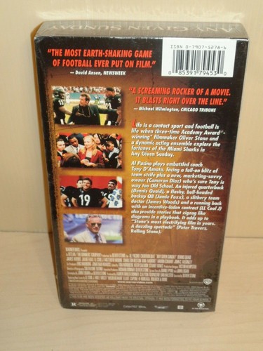 Any Given Sunday (VHS, 2001, Oliver Stone Collection Directors Cut Collectors) - Picture 2 of 2