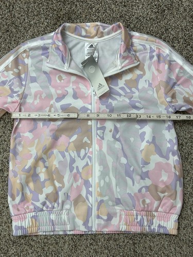 New Adidas Girls Full Zip Track Jacket Pockets Regular Fit Sz 14 LARGE (D22) - Picture 3 of 4