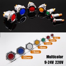 Metal LED Signal Light Indicator Lamp Waterproof Multicolor 9-24V 220V 8mm-22mm