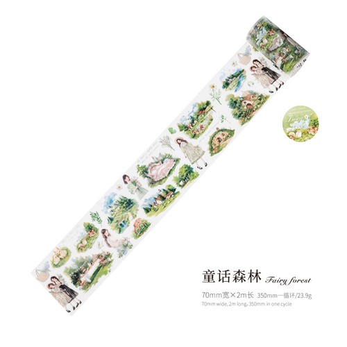 Girls Scenery PET Adhesive Tape 7cm Width Journal Card Scrapbooking Stickers Lot - Picture 10 of 14