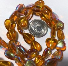 1 Strand 45 Czech Pressed Glass Honey AB 10mm HEART Beads with 0.8-1mm Hole 