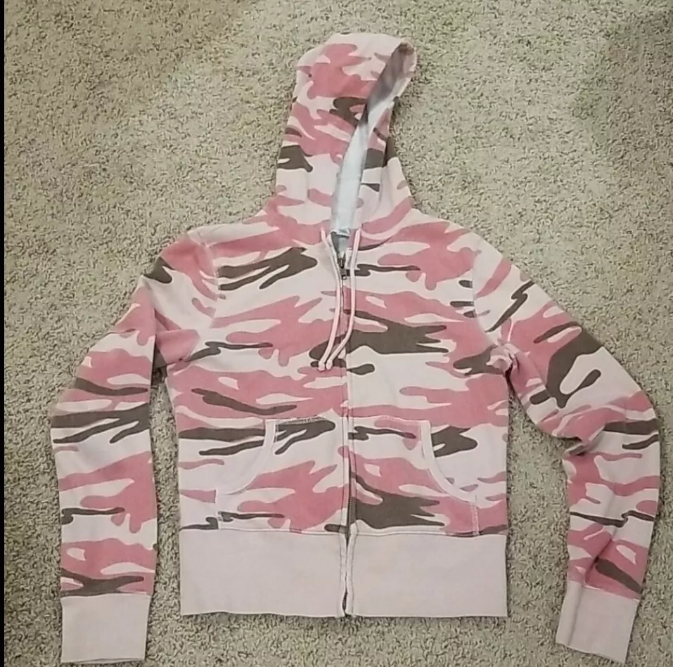 Pink Army Fatigue Hoodie Sweatshirt Jacket. Size Small Old Navy
