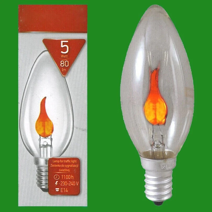 1x 5W Clear Flicker Flame Candle Light bulbs SES E14 Small Screw