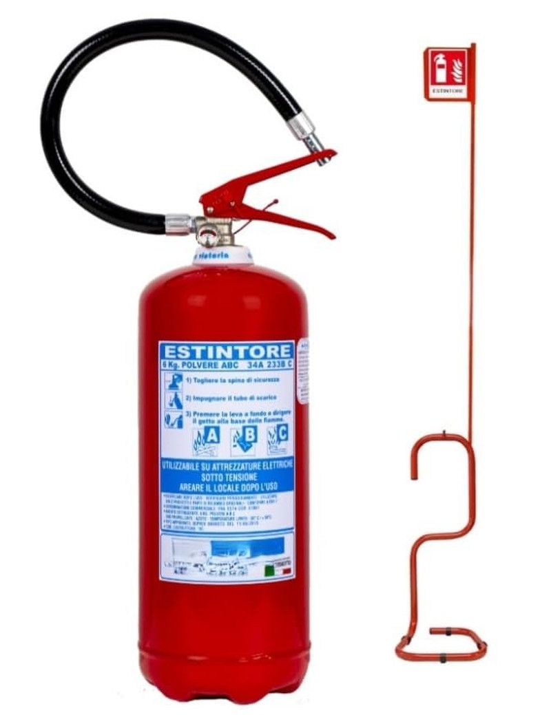 ESTINTORE POLVERE KG 6 + PIANTANA PORTA ESTINTORE + VIENE FORNITO CON TAGLIANDO 
