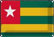 Blechschild 20x30 cm Togos Togo Flagge Fahne Wappen Deko Geschenk Metall Schild