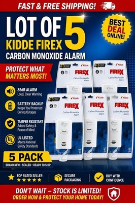 Kidde Firex Plug-In Carbon Monoxide Detector, AA Battery Backup LOT OF 5