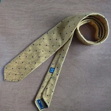Modern Drake’s London Made in England Tie Yellow Gold Dots Silk