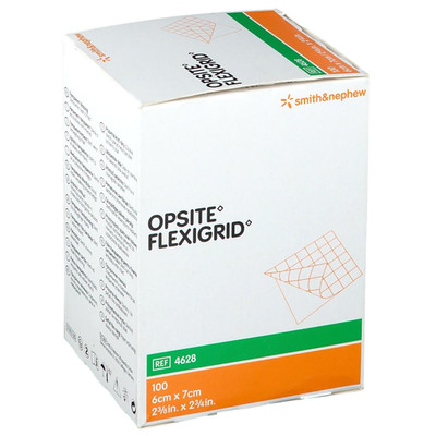 Smith & Nephew Opsite FlexiGrid Transparent Film Dressing, 2 '' x 2¾''- Box of 100