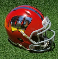 WISCONSIN BADGERS 2026 RED METALLIC, CHROME "W" SPECIAL FOOTBALL MINI HELMET