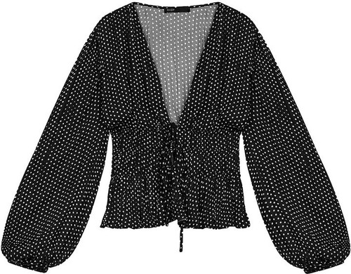 MAJE Lianito Polka Dot Ruched Blouse Top Size 1 (AU 8/US 4) Black & White - Picture 2 of 23