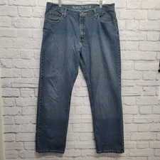 Nautica Mens Jeans Size 36x32 Relaxed Fit Straight Leg 100% Cotton Medium Wash