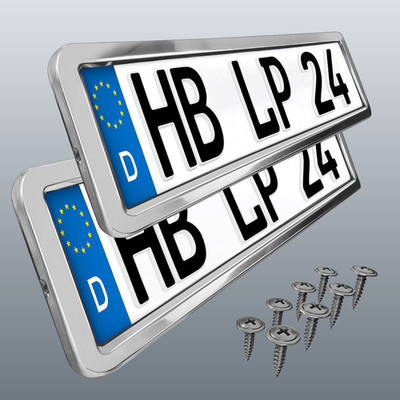 2er Set Edelstahl EU-Kennzeichenhalter Universelles Design Einfache Montage