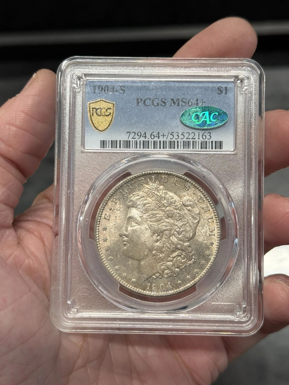 1904-S $1 Morgan Silver Dollar PCGS MS64+ CAC Sticker Key Date